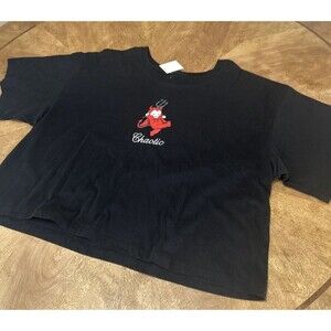 NWT Women's Kewpie Chaotic Boxy Cropped Short Sleeve Devil Graphic T-Shirt XXL
